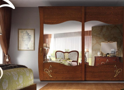 Kleiderschrank Schrank Spiegel Holz Möbel Schränke Garderobe Holz Italien Neu